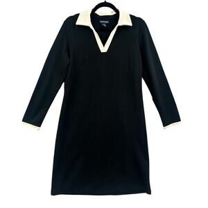 Ann Taylor Knit Sweater Dress 10 Wool Shift Black Career Business Preppy Basic